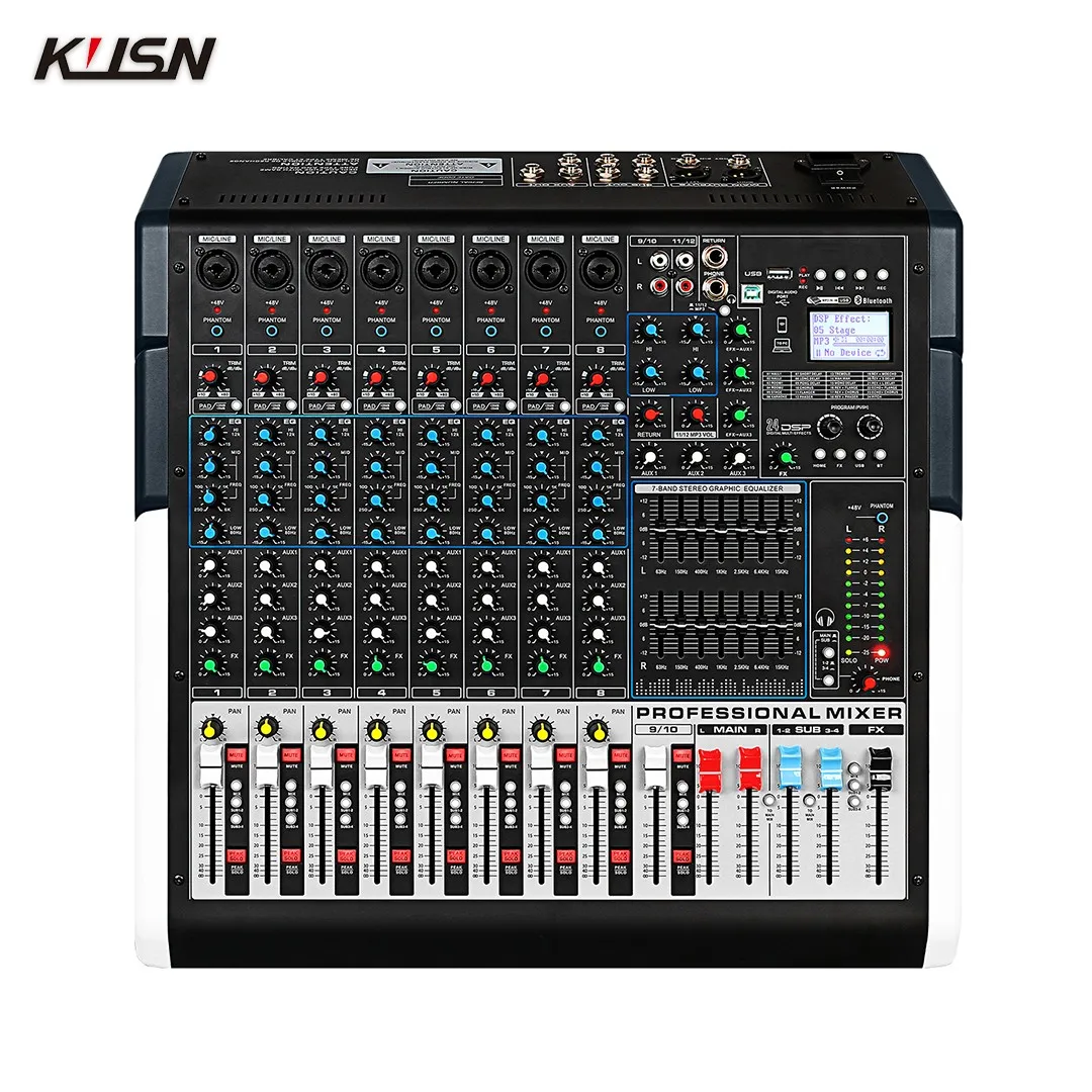 12 Channel Professional Audio Digital Mixer Mixing Console 24 DSP Mini Sound Mixer Console with Bluetooth MP3 USB