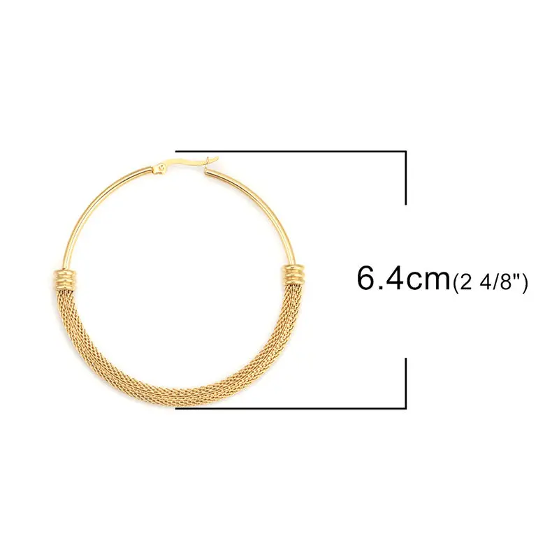 Fashion 304 Stainless Steel Hoop Earrings Gold Color Oval Spiral Round Earrings Jewelry , Post/ Wire Size: (17 gauge), 1 Pair