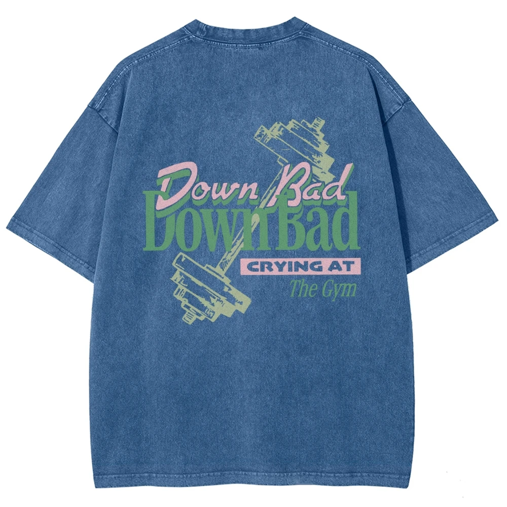 Downbad Cartoon Letter Printing T-Shirt For Men And Women Of The Same Style Retro Neutral Style Round Neck New Short Sleeves