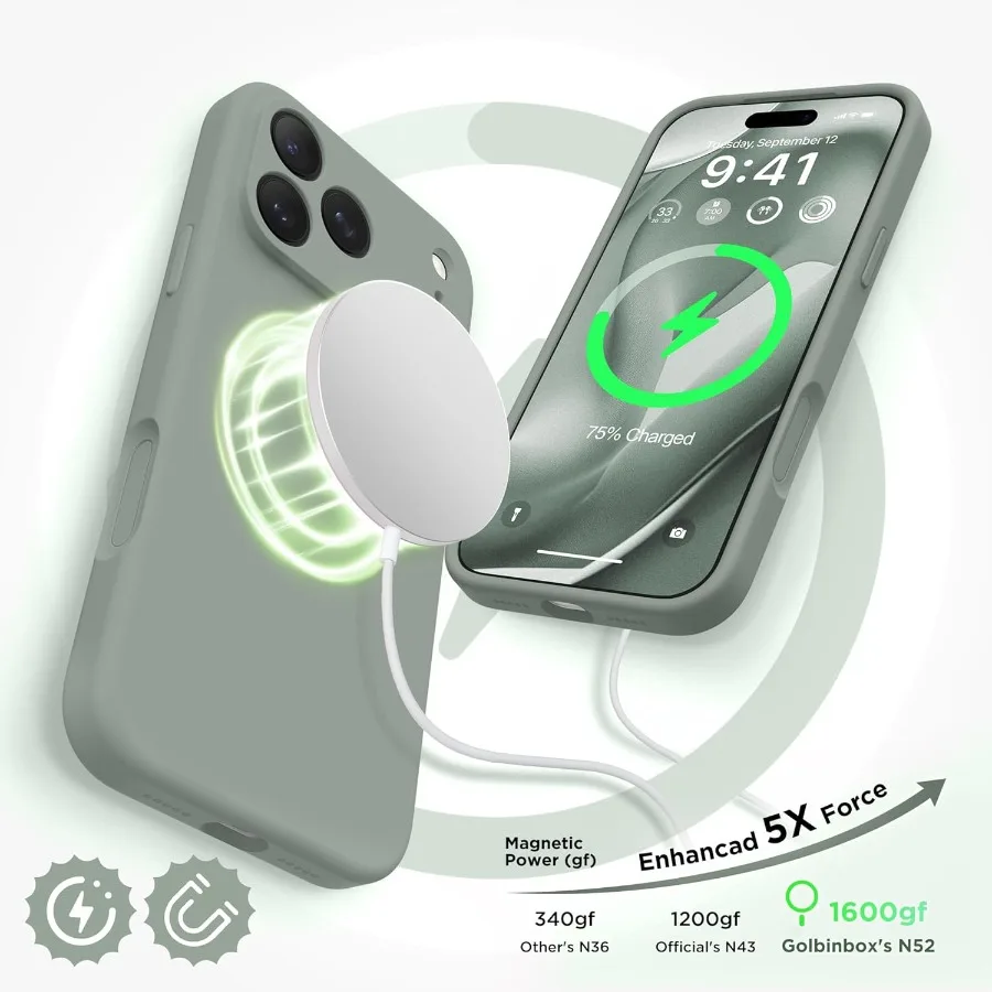 حافظة هاتف مغناطيسية لهاتف iPhone 17 Pro مع توافق MagSafe حماية كاملة للكاميرا وواقي شاشة من السيليكون