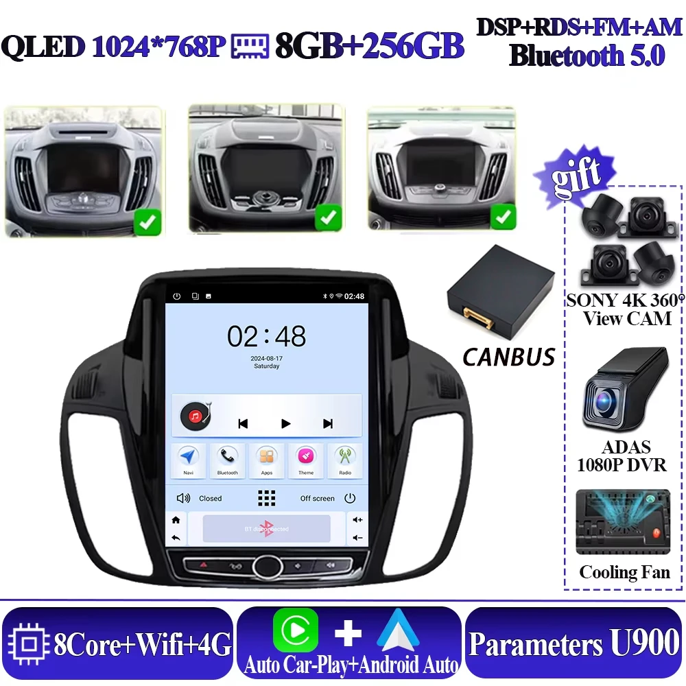 Android 16 autoradio voor Ford Kuga 2 Escape 3 2012-2019 Android 13 autoradio draadloze CarPlay 2 Din GPS navigatie Bluetooth