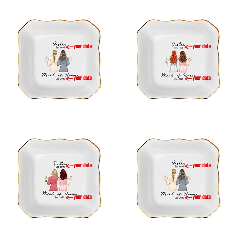 1pc Customized Bridesmaid Design Wedding Ring Dish, a Perfect Gift for Women, Serving As a Trinket Tray, Keepsake Plate, And Jew