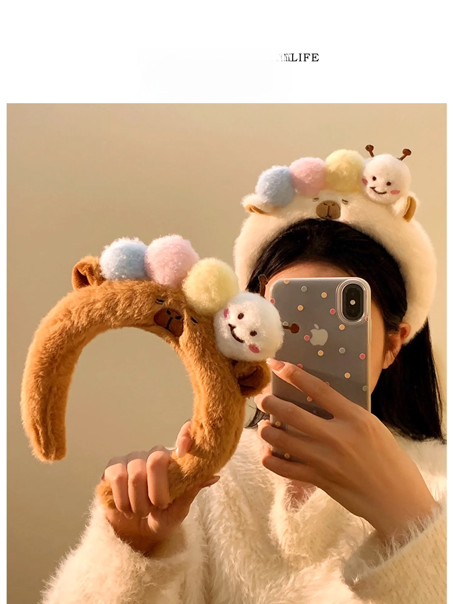 

Cute Plu Hairband Women's eup Face Wa Cartoon erpillar Special Use Hairband Personal Hygiene Household Item