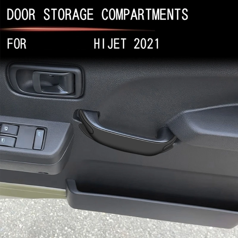 Open-Top Door Handle Storage Boxes for 2021 Hijet, Black ABS Interior Inserts That Place Small Everyday Items Within Reach H9EE