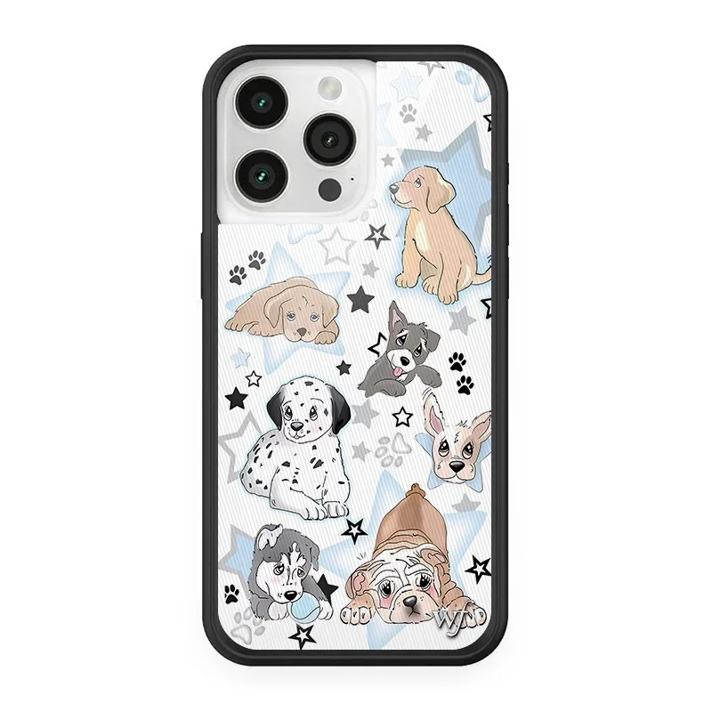 2025 Wildflower 3D Puppy Party Dalmatian Husky Phone Case For iPhone 13 12 14 15 16 17 Pro Max Plus Dog Cute Cartoon WF Protect