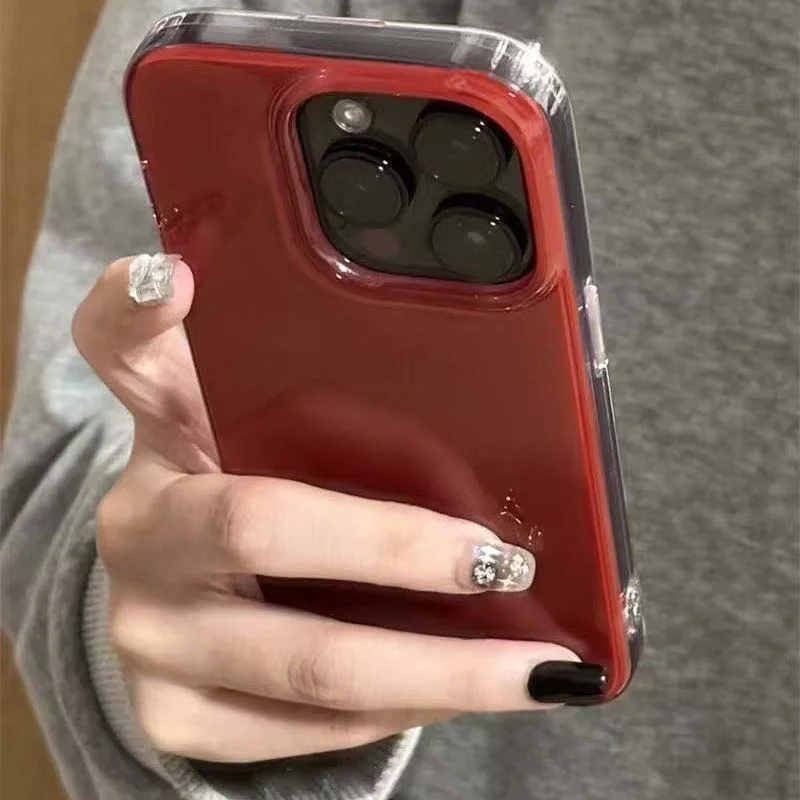 Cristal transparente branco IND fundo vermelho cor sólida inglês capa de telefone para iPhone 11 12 13 14 15 16 17 Pro Max