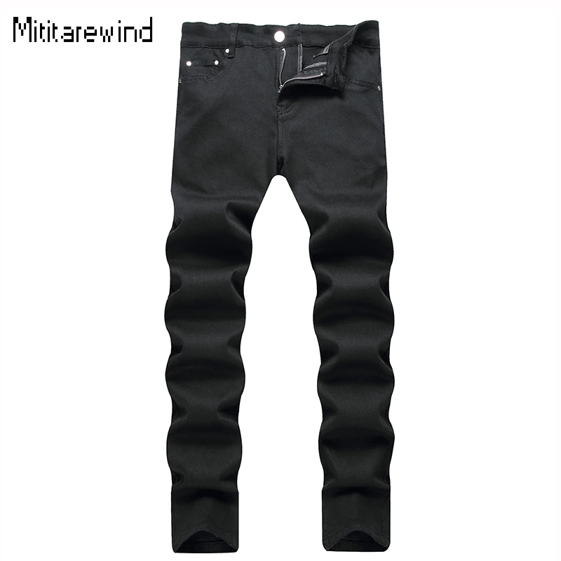 

Black Jeans for Men High Street Causal Denim Pants Cotton Stretch Skinny Jeans Mid Waist Pencil Pant Simple Versatile Trousers