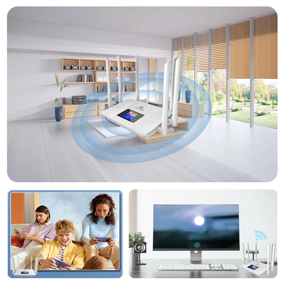 TIANJIE CPE706 4G LTE Router 150Mbps Cat4 Dual Band WiFi Router with 6 External Antennas,Ethernet Port&Sim Slot for Home/Office