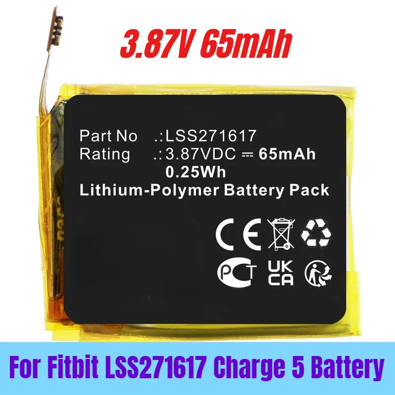 

3.87V 65mAh for Fitbit LSS271617 Charge 5 Battery