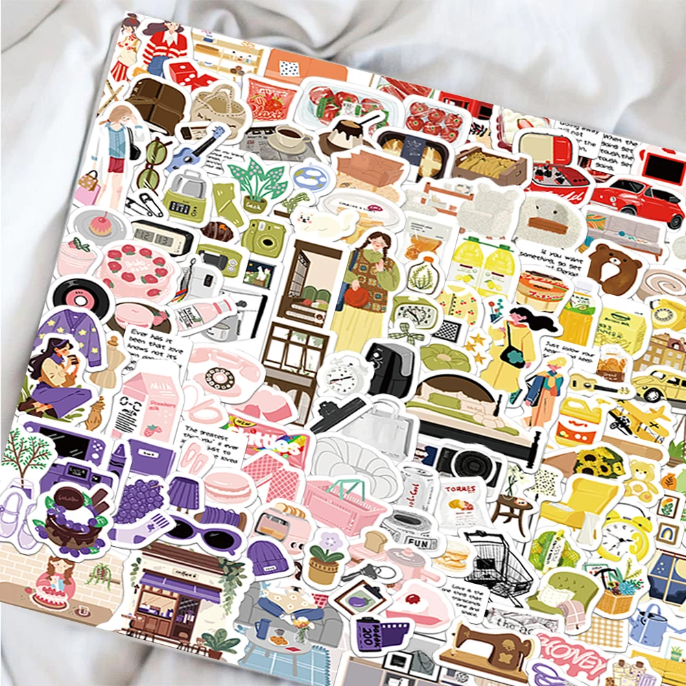 8PCS Korean Colorful Weekend Life Daily Graffiti Stickers Fun Lazy Literary Style Decoration Scrapbook Phone Case Cup Laptop