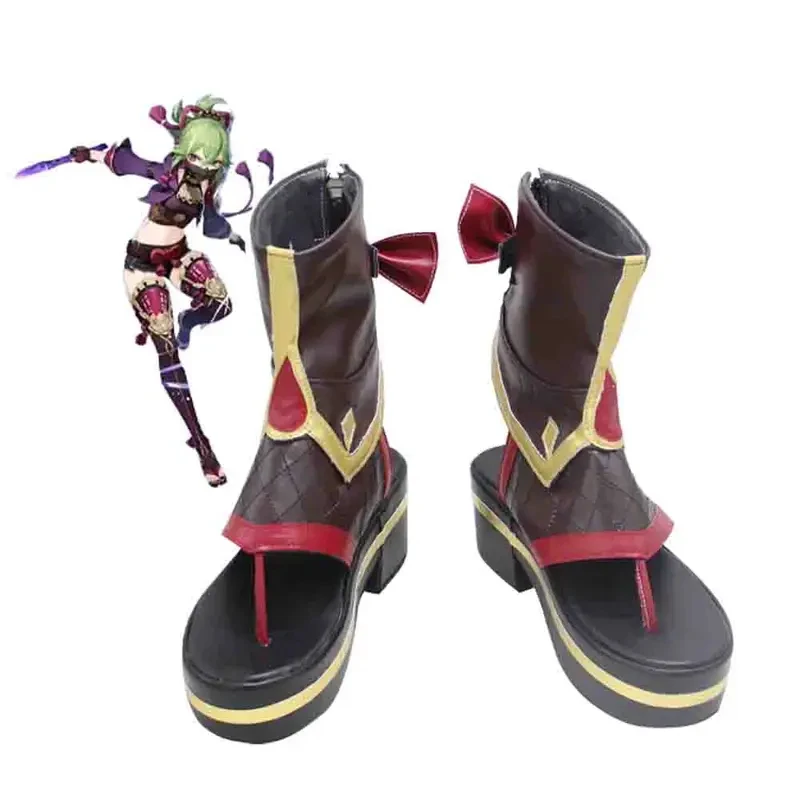 6'h\b/5;e,8\v,5/Game Genshin Impact Kuki Shinobu Brown Shoes Japanese Boot Women Cosplay Shd;5'b\7/m' view 5