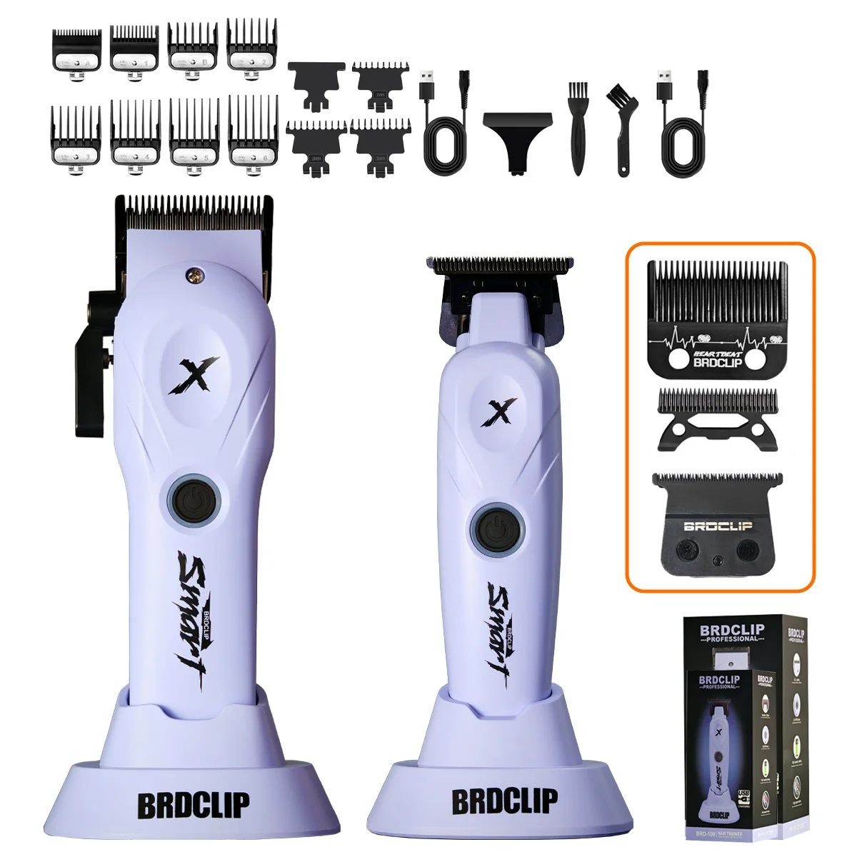 BRDCLIP 108 109 609 Paars Kapper Professionele 8800 RPM 4500 mAh Tondeuse 10000 RPM Salon Elektrisch Scheerapparaat 7700 RPM Tondeuse