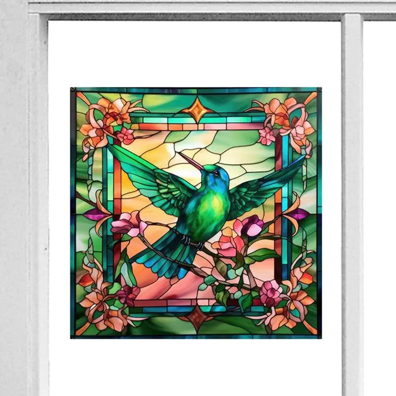 Hummingbird Window Decals Non-Adhesive Warning Sticker Decoration Tool With Rich Colors For Home School Dormitory And Hotel