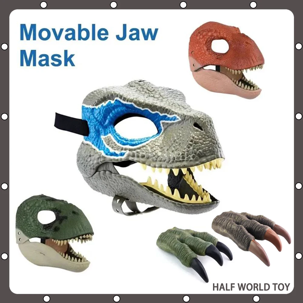 

Halloween Dinosaur Mask Cosplay Costume Play Props Jurassic World Raptor Dinosaur Mask Halloween Festival Carnival Kids Gift Toy