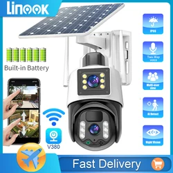 Linook v380 Pro 8MP 4K, solar wireless CCTV camera, 10X magnification, outdoor WIFI camera monitoring, PTZ motion tracking.