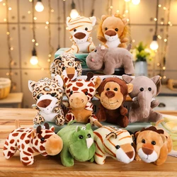 Mini Forest Animals Stuffed Plush Toy Sitting Lion Tiger Elephant Monkey Leopard Giraffe Doll Keychain For Kid Birthday Gifts