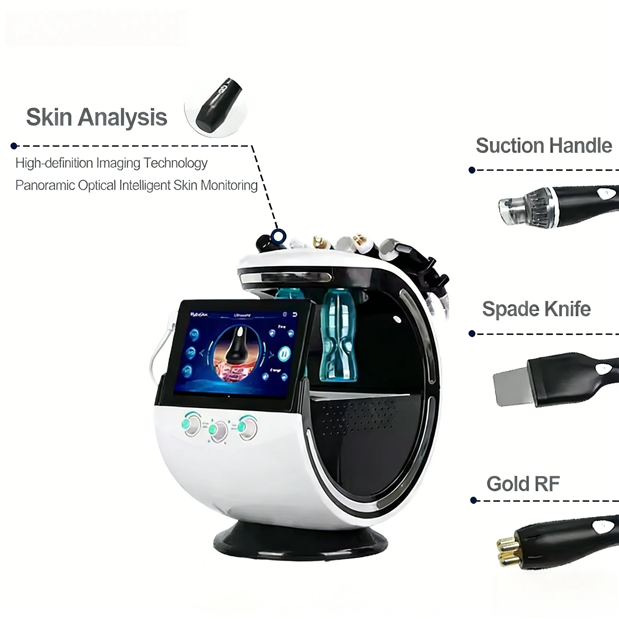 2026 7 In 1 Hydra Oxygen Facial Machine Intelligent Dermabrasion Skin Cleansing Ultrasonic Rejuvenation SPA Beauty Device