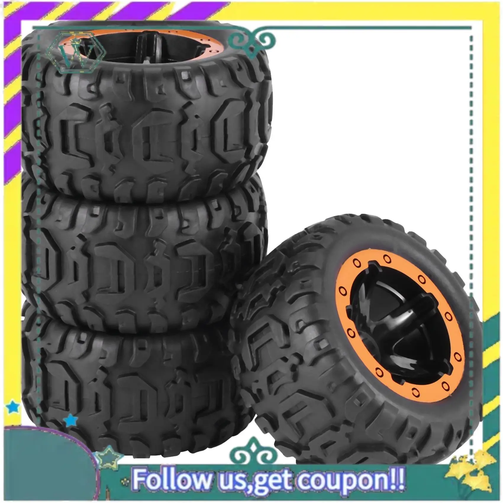 

(New) 4PCS Tires & Wheels Rims Remote Control Cars Accessories For HBX 16889 1/16 RC Car Vehicles Spare Parts M16038