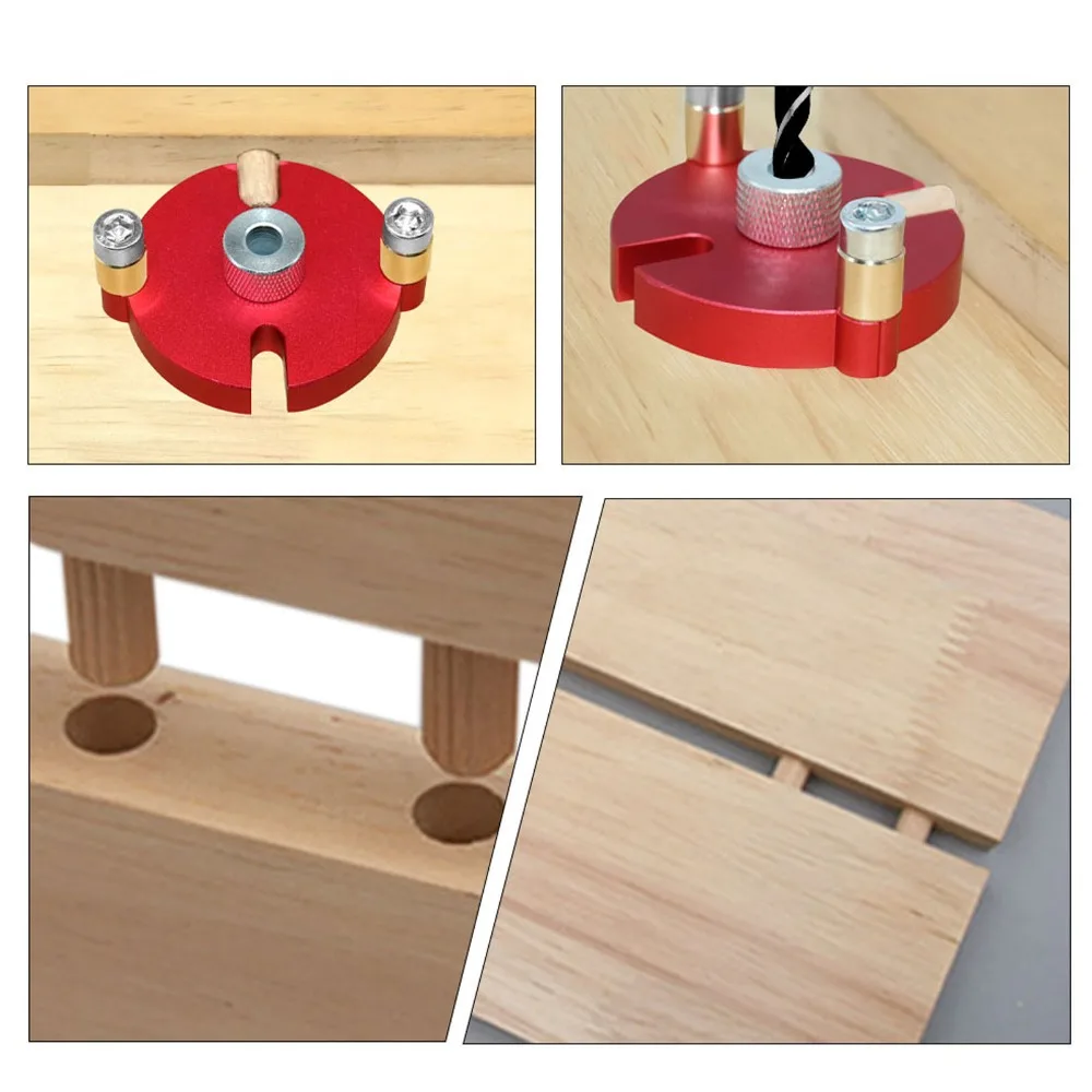 

Aluminum Alloy Self Centering Doweling Jig Anodized Self Center Hole Puncher Locator High Hardness with 8 Drill Bushings