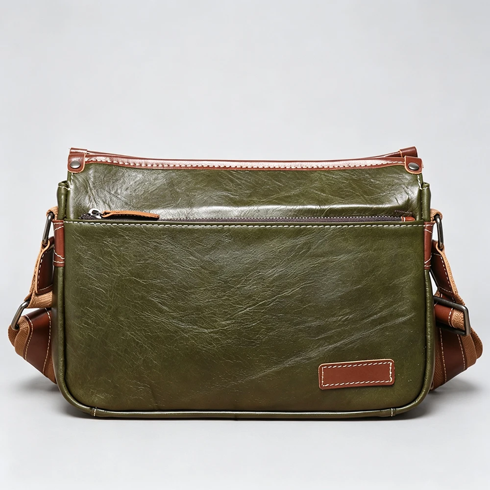 LUOKIR Unisex-Umhängetasche aus Leder, Umhängetasche aus Rindsleder mit Oberschicht, trendige Paarung mit Pendler-Briefträgertasche – Detail 6
