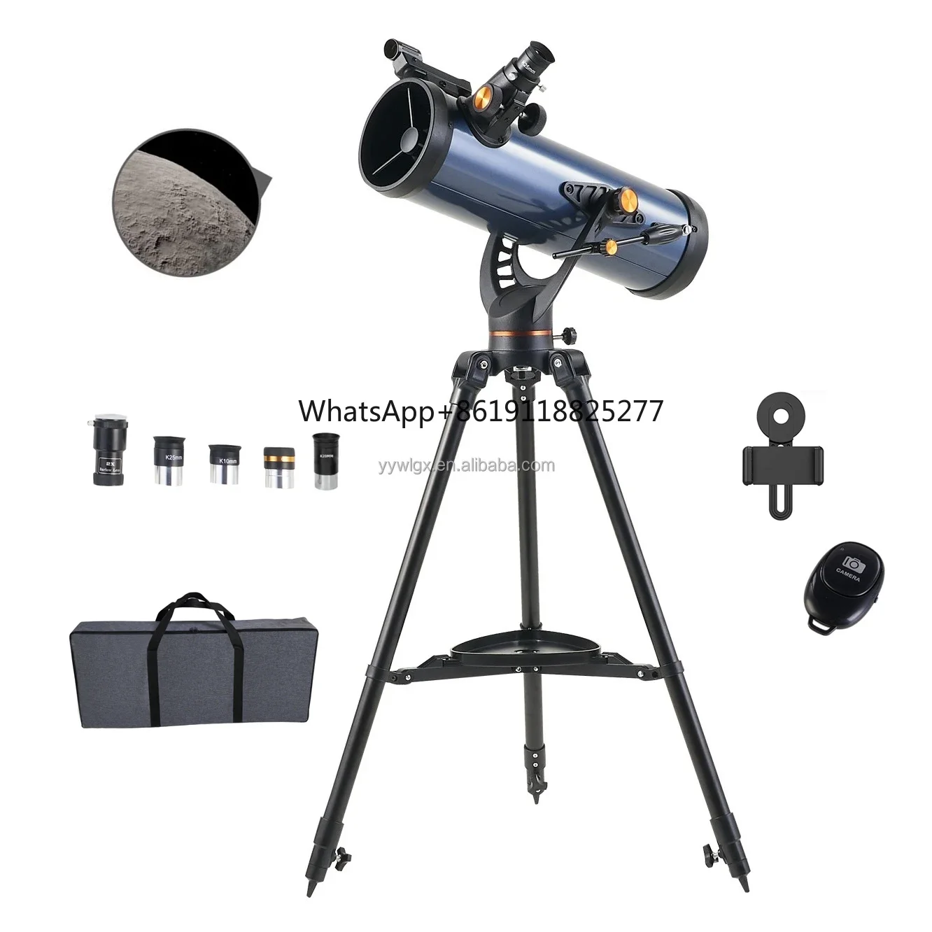 Astronomical Reflector Telescopio 114-1000mm focal length  with Shutter Control and Steel Tripod for beginner