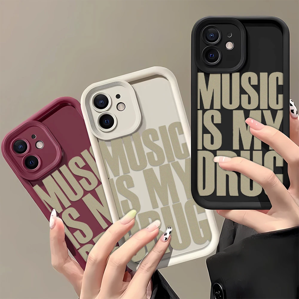 

Art English Music Is My Drug Phone Case For iPhone 16 15 14 13 12 11 Pro Max Clear Case For Iphone 16 15 14 13 12 11