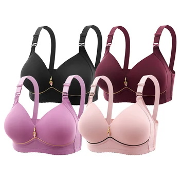 เป็นมิตรกับสิ่งแวดล้อมผู้หญิง PLUS ขนาด Push Up Bras ไม่มี Underwire Non Magnetic Thin Pad ถ้วย Breathable Smooth เหมาะสําหรับผิวบอบบาง