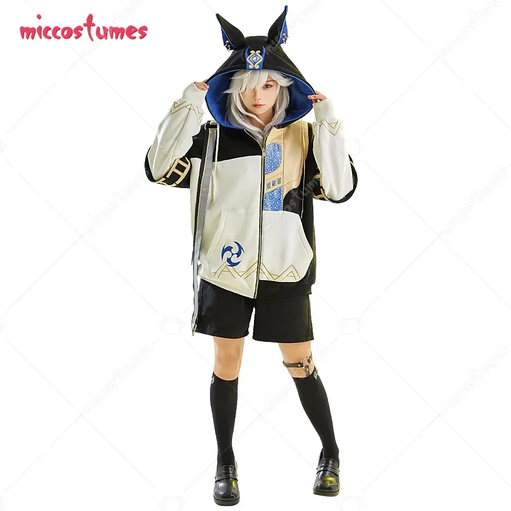 Miccostumes Cyno Derivative Pullover Hoodie with Detachable Bag Design Furry Cat Paw Gloves Sweatshirt