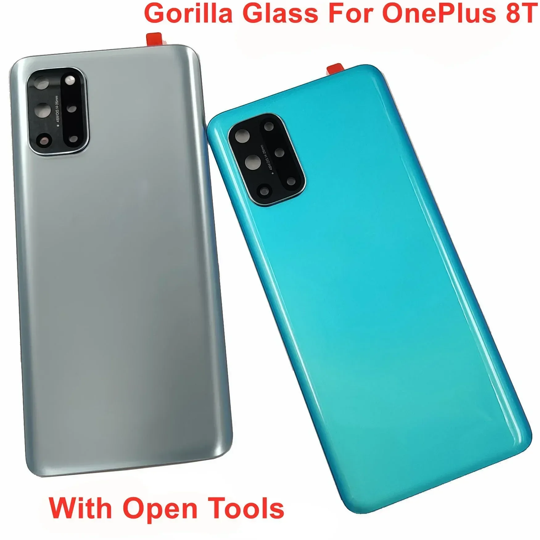 Gorilla Glass For OnePlus 8T Hard Battery Cover Back Door Lid Rear Housing Shell Case With Camera Lens Adhesive Glue