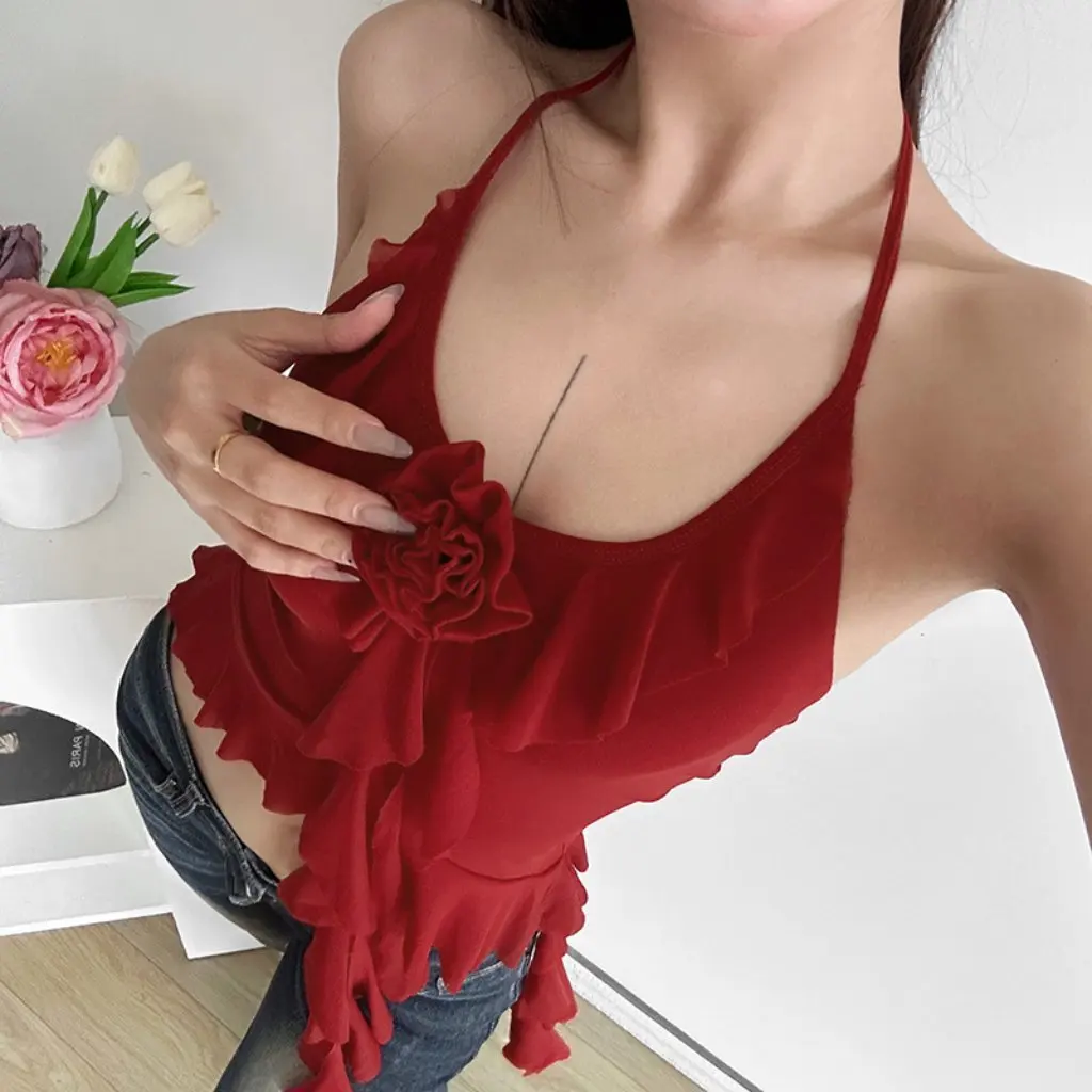 

Новый летний женский облегающий жилет с открытой спиной в европейском и американском стиле, популярные девушки, уличная мода, сексуальный дизайн с подвесным вырезом