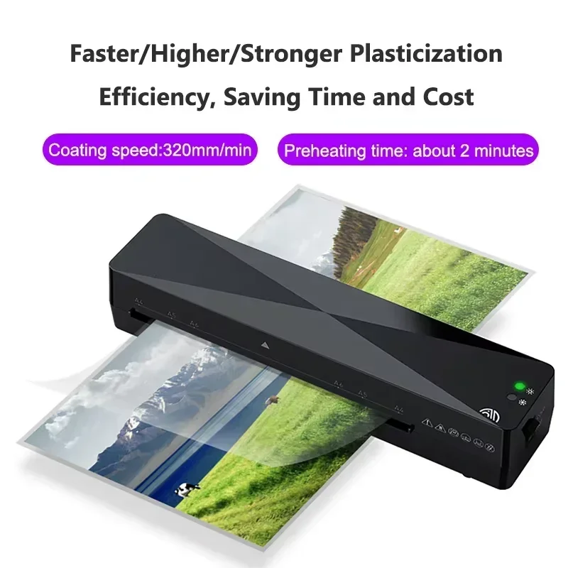 Portable Thermal Home/Office Hot and Cold Laminator Machine For A4 Document Photo Blister Packaging Plastic Film Roll Laminator