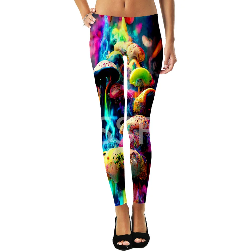 Mushroom Plant Fungus Psychedelic Trippy Tattoo Retro 3DPrint Sexy Women Leggings Yoga Funny Casual Briefs Fitness Outfit X5