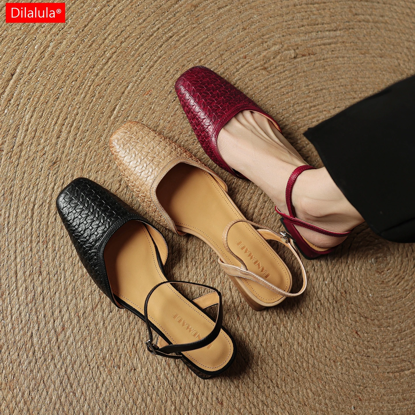 

Женские сандалии Dilalula 2026 из натуральной кожи, размеры 34-42, с закрытым носком, на низком каблуке, повседневные, для молодых женщин, обувь для прогулок