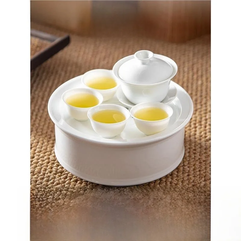 

Chinese Sle Gongfu Tea Set Small Cerc Tea Tray Home Office Guest Simple Yangliyu Porcelain Set Traditional Chinese Aesth...