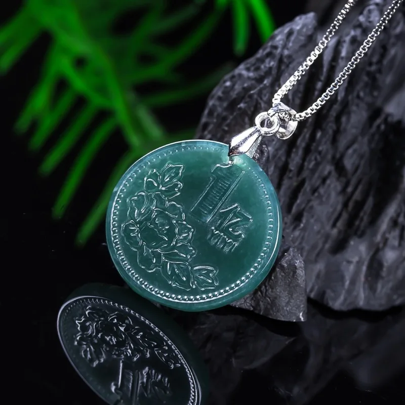 Original natural for men women, fashionable pendant with inlay, blue water ice type jewelry and jade item 3