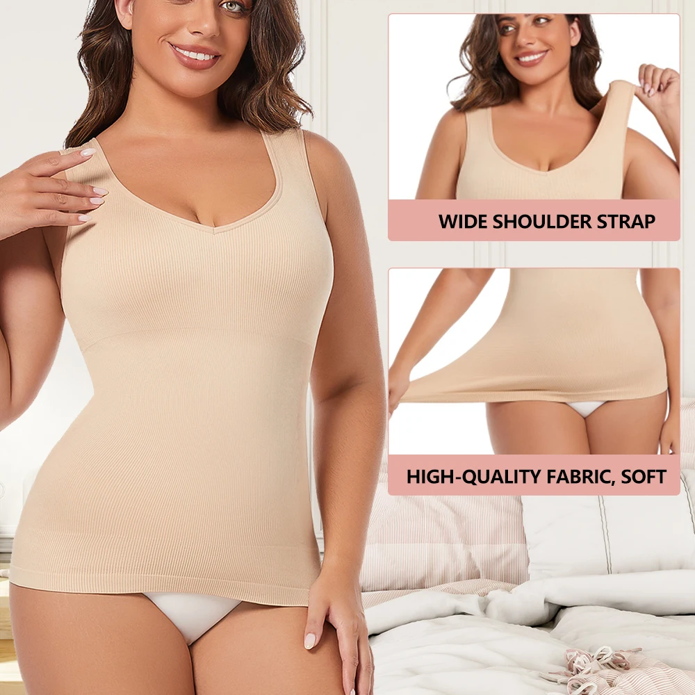 Women's V-neck Shaper Tank Top S-3XL Tummy Control Shapewear Vest New Thin Waist Underwear Solid Color  Body Shaper New in