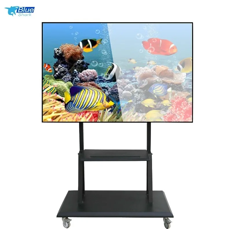 

Home office wheels adjustable mobile movable motorized tv mount tv mount stand tv cart for 65-85 inches