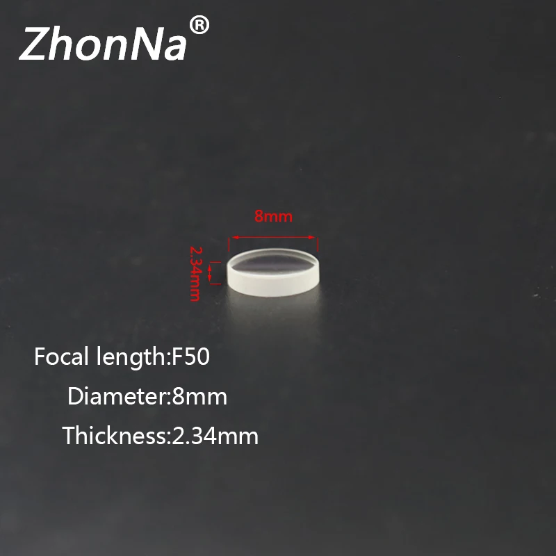 Optical Focusing Lens, Focal Length,8mm Diameter, F50 Laser Installation Accessories, PMMA Material, 300-1000nm, 5 Pieces, Profe