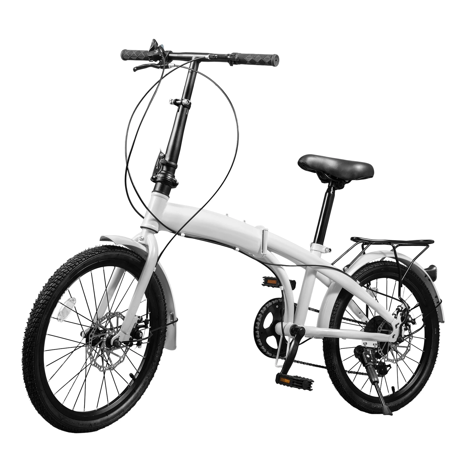 20” Folding Bike for Adults Portable Commute Bike with 7 Speed Gear with Dual Disc Brakes Bicycles Light-Weight Bike