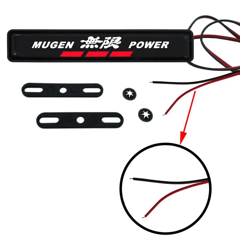 Car Decoration Auto Sticker Front Hood Grille LED Light For Honda Mugen Power Civic Accord Odyssey City CRZ  CRV Spirior