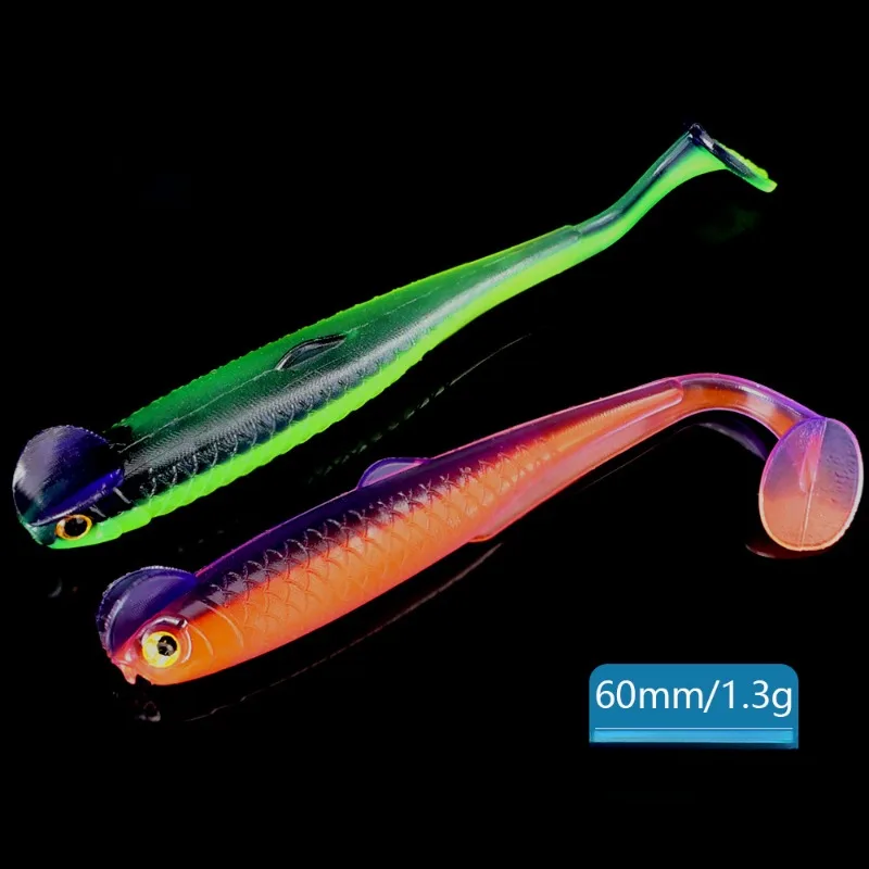 

40pcs 60mm1.3gSpinpoler Vigour Perch Shad Soft Swimbait Fishing Lure For Pike Zander Bass Paddle T Tail Pesca Fake Fish Lurre