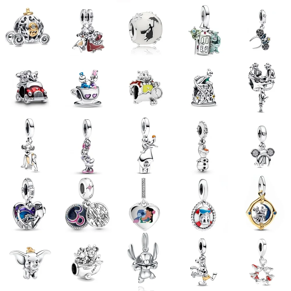 New 925 Silver Mouse Pumpkin Car Pendant Charm Bead Suitable for Original Pandora Bracelet Women's DIY Jewelry