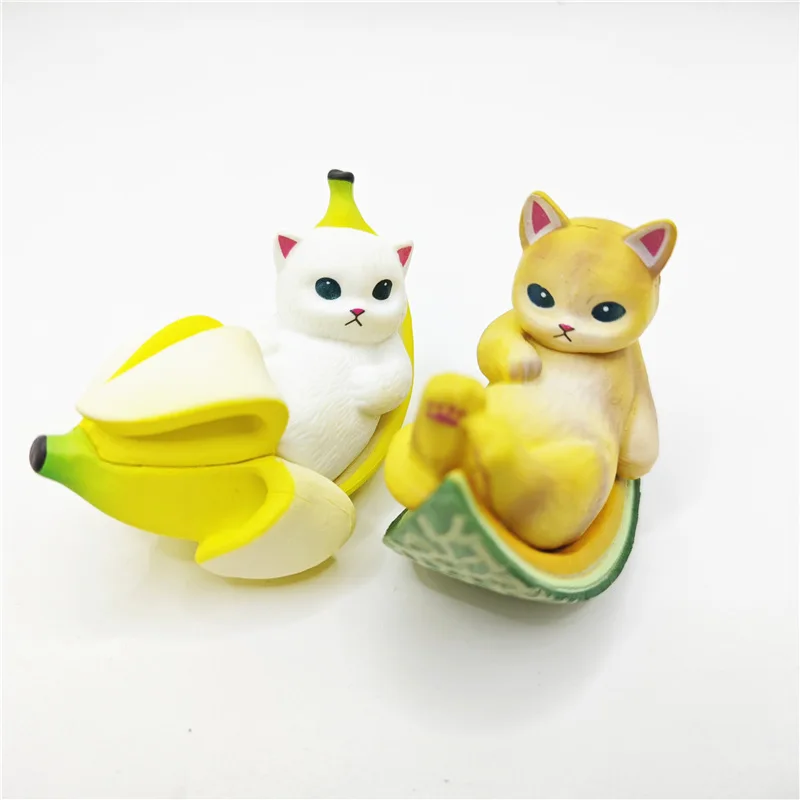 Cute Fruit Cat Figure Toy in Banana for Collectors and Kids Adorable Cat Doll Figurine