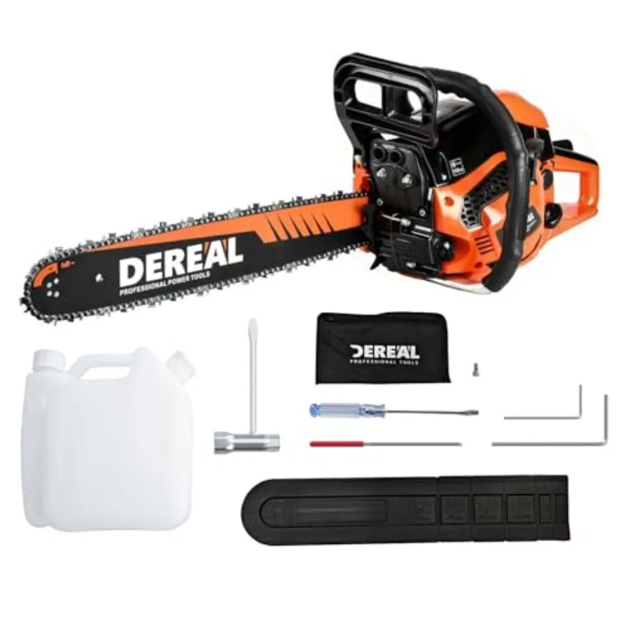 Gas Chainsaws 20 Inch Gas Powered Chainsaw 62CC CS62X-FO 2 Stroke Engine Chain Saw for Cutting Wood Outdoor Garden Farm Home