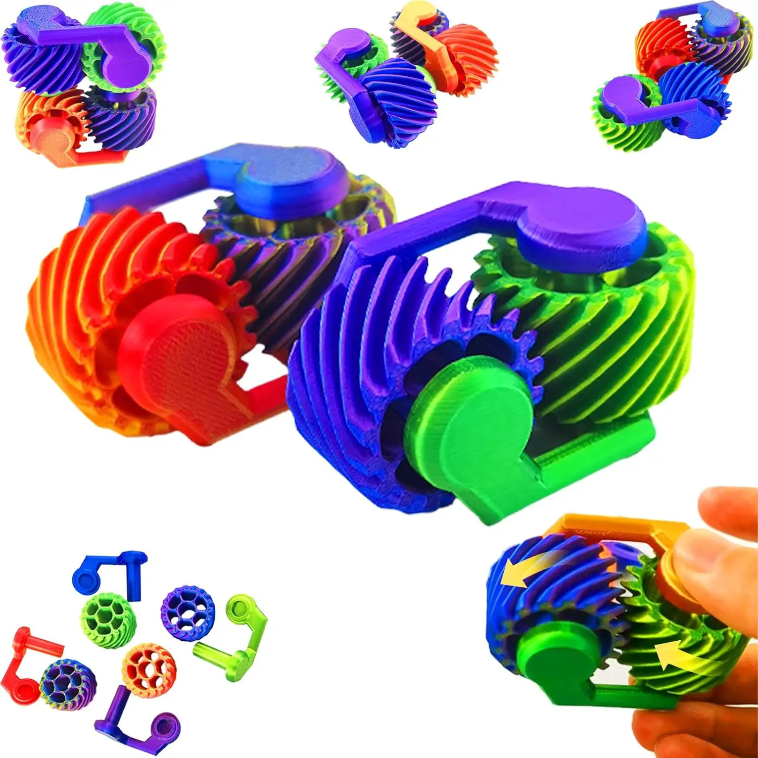 

Игрушка-спиннер 3D-печати для снятия стресса, сенсорный тренажер для концентрации внимания при СДВГ и аутизме - разноцветный