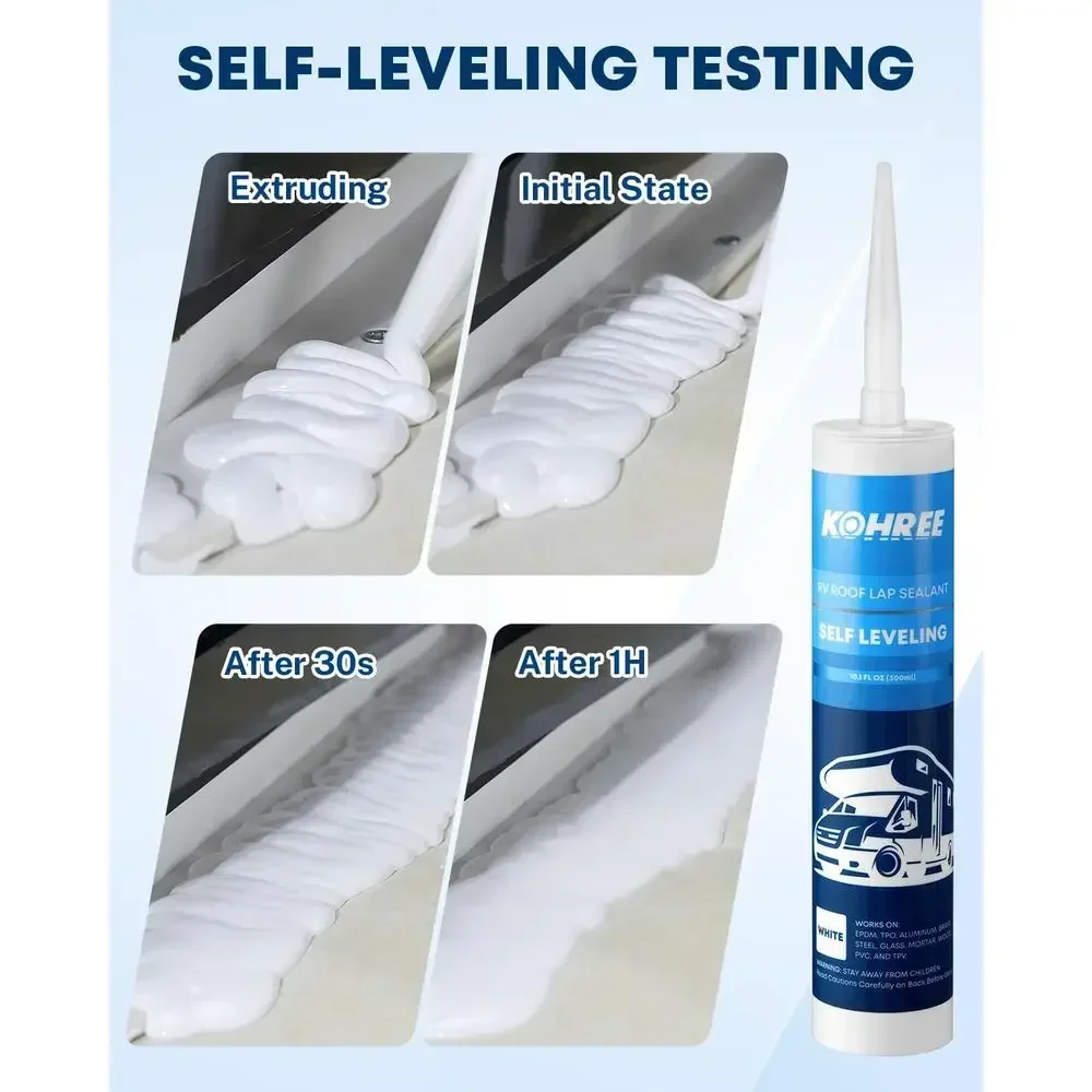 RV Roof Sealant 24 Pack, Self-Leveling Lap Sealant White, RV Caulking for Roofing, Maintenance, Repair