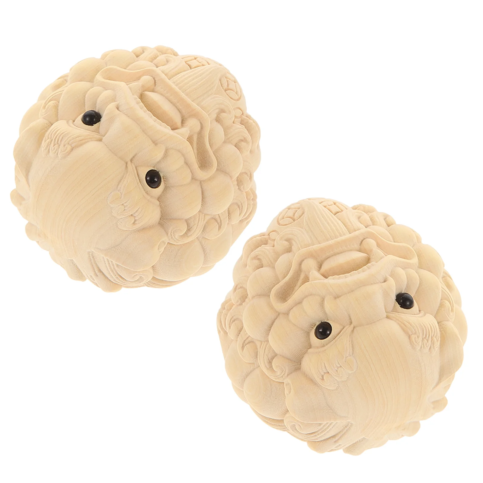 

2pcs Boxwood Pixiu Hand Balls Durable Wood Material Health Massage Rolling Yoga Balls Elder Portable HomeDecoration