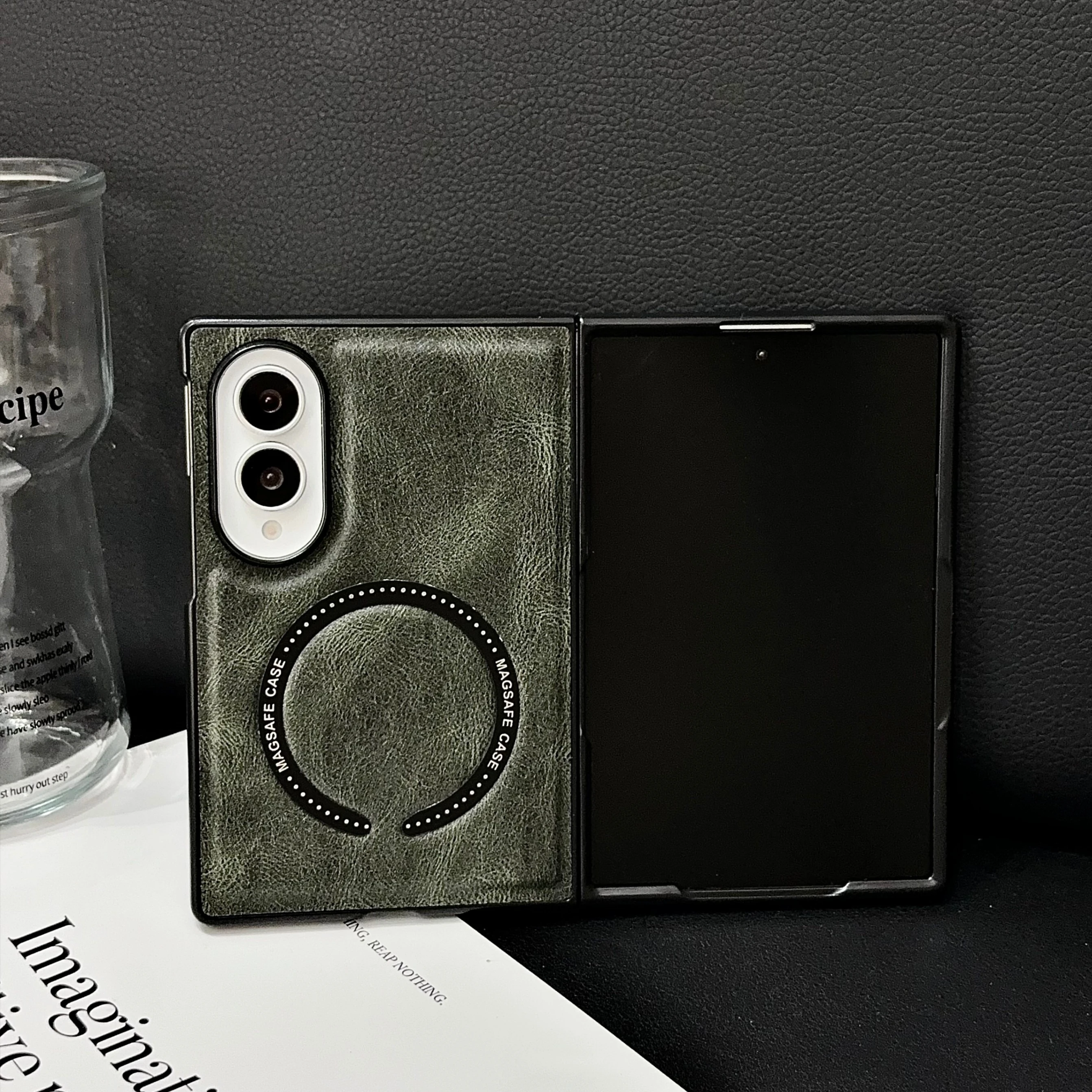Magnetic For Samsung Galaxy Z Fold 8 Case Luxury PU Leather Skin-friendly Protective Back Cover For Samsung Z Fold 8 Shell Funda
