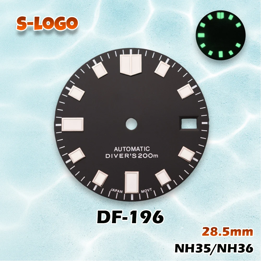 قرص Sunburst متعدد الاستخدامات للغواص 28.5 ملم لـ NH35/NH36 | 3C مضيئة، شعار S | إكسسوارات تعديل الساعات الرجالية #3