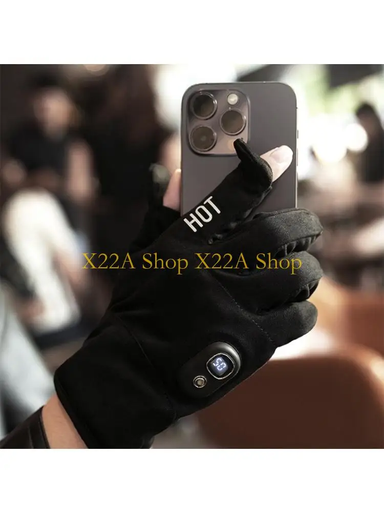 Unique Electric Heated Gloves With Smarted Temperatures Control Windproofed Suedes